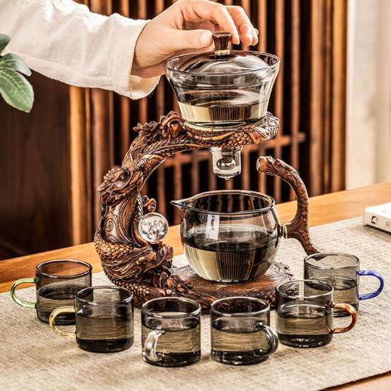 Glass automatic tea set | Household teapot | Kung Fu tea set | Creative magnetic tea set | Tea party tea set | Customized tea set