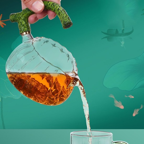 Automatic tea set | Glass tea set | Kung Fu tea set | Creative lotus leaf glass automatic tea set | Tea party tea set