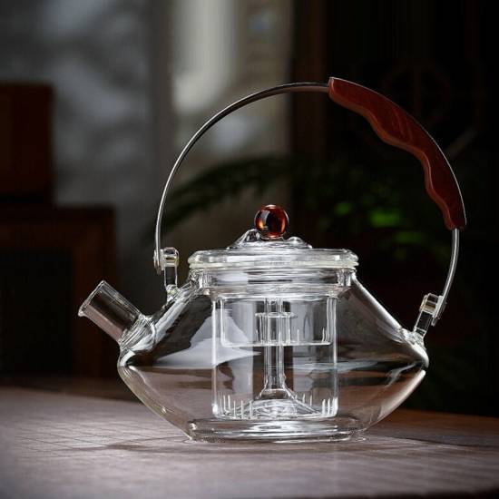 Full-length beam teapot | Thickened high-temperature-resistant glass steaming teapot | Flower teapot | Glass kettle | Tea party tea sets Full-length beam teapot | Thickened high-temperature-resistant glass steaming teapot | Flower teapot | Glass kettle | Tea party tea sets