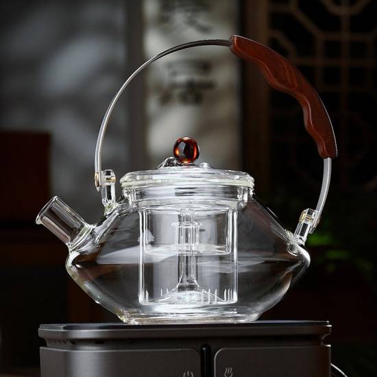 Full-length beam teapot | Thickened high-temperature-resistant glass steaming teapot | Flower teapot | Glass kettle | Tea party tea sets Full-length beam teapot | Thickened high-temperature-resistant glass steaming teapot | Flower teapot | Glass kettle | Tea party tea sets