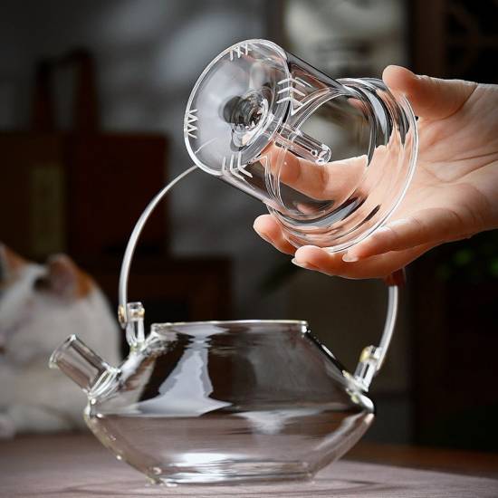 Full-length beam teapot | Thickened high-temperature-resistant glass steaming teapot | Flower teapot | Glass kettle | Tea party tea sets Full-length beam teapot | Thickened high-temperature-resistant glass steaming teapot | Flower teapot | Glass kettle | Tea party tea sets