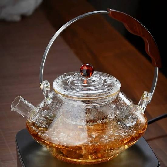 Full-length beam teapot | Thickened high-temperature-resistant glass steaming teapot | Flower teapot | Glass kettle | Tea party tea sets Full-length beam teapot | Thickened high-temperature-resistant glass steaming teapot | Flower teapot | Glass kettle | Tea party tea sets