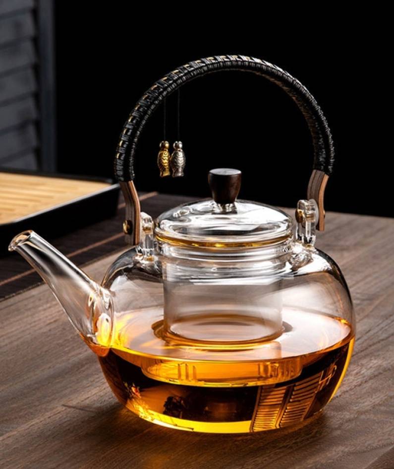 Glass teapot | Heat-resistant glass tea steamer | Thickened glass teapot | Tea party tea set | Flower teapot | Afternoon tea set