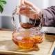 Glass teapot | tea water separation handle pot | creative pink butterfly button flower teapot | high temperature resistant teapot