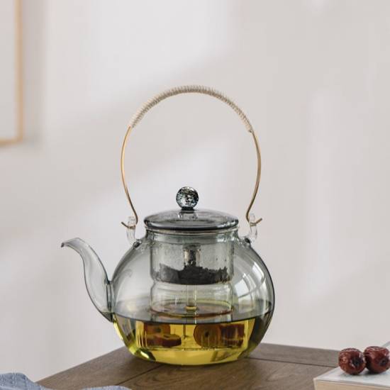 Glass handle kettle|Glass kettle steaming tea kettle|Tea boiling kettle|Flower tea kettle|Tea making kettle|Tea party tea set