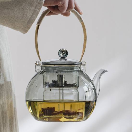 Glass handle kettle|Glass kettle steaming tea kettle|Tea boiling kettle|Flower tea kettle|Tea making kettle|Tea party tea set