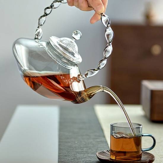 High temperature resistant glass teapot|flower teapot|high temperature resistant glass handle pot||kettle|teapot|tea party set