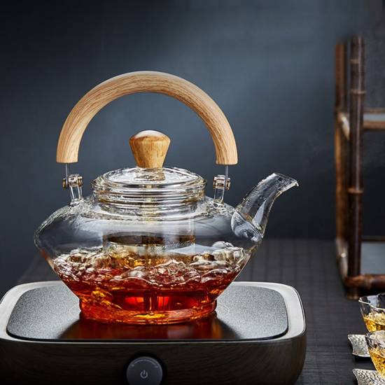 Glass tea set | heat-resistant glass steaming teapot | glass handle pot | heat-resistant glass flower teapot | brewing teapot|tea party set