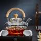Glass tea set | heat-resistant glass steaming teapot | glass handle pot | heat-resistant glass flower teapot | brewing teapot|tea party set
