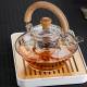 Glass tea set | heat-resistant glass steaming teapot | glass handle pot | heat-resistant glass flower teapot | brewing teapot|tea party set