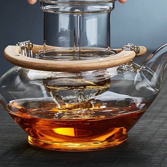 Glass tea set | heat-resistant glass steaming teapot | glass handle pot | heat-resistant glass flower teapot | brewing teapot|tea party set