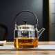 Glass teapot|Glass tea steamer|High temperature resistant glass kettle|Glass handle pot|Teapot|Tea party set|Afternoon tea set