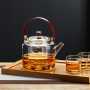 Glass teapot|Glass tea steamer|High temperature resistant glass kettle|Glass handle pot|Teapot|Tea party set|Afternoon tea set