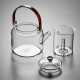 Glass teapot|Glass tea steamer|High temperature resistant glass kettle|Glass handle pot|Teapot|Tea party set|Afternoon tea set