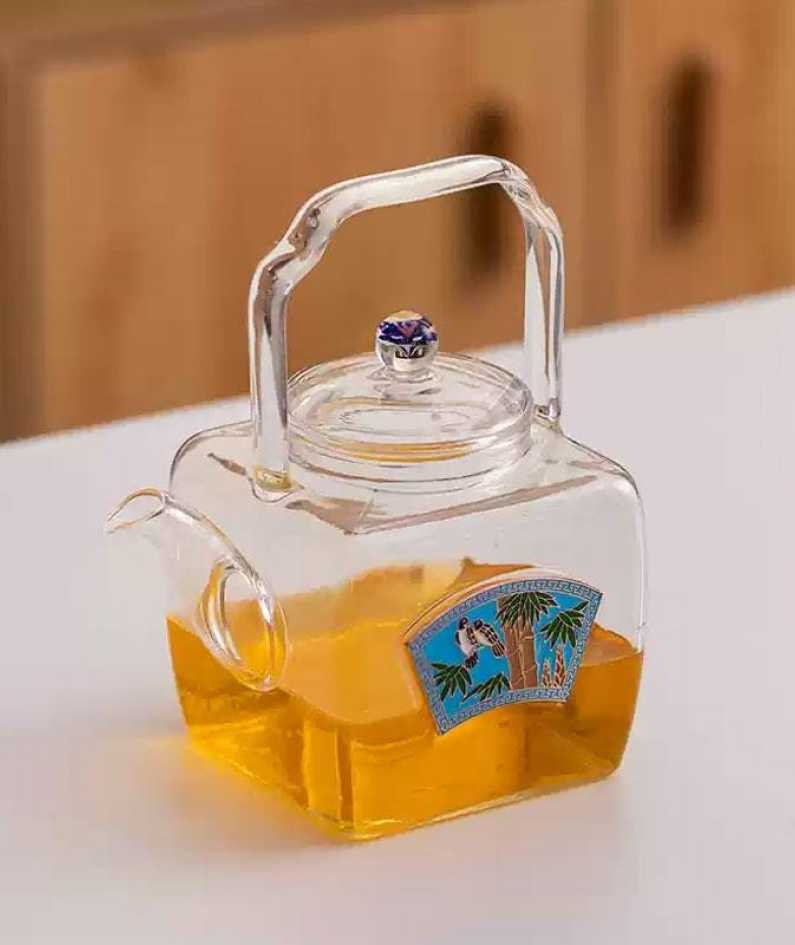 Exquisite afternoon tea set | fruit flower teapot | high temperature resistant glass tea set | candle heating flower teapot tea boiler