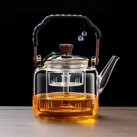 Thickened glass teapot | Steaming and boiling teapot | High temperature resistant teapot|Glass handle kettle|Tea party set|Afternoon tea set