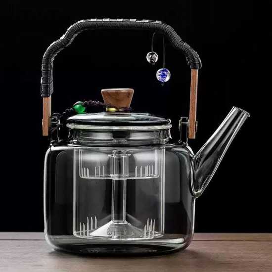 Thickened glass teapot | Steaming and boiling teapot | High temperature resistant teapot|Glass handle kettle|Tea party set|Afternoon tea set