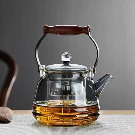 Glass handle steaming teapot | teapot | glass tea set | high temperature resistant glass teapot | electric ceramic stove tea maker