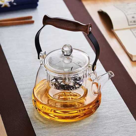 Glass handle steaming teapot | teapot | glass tea set | high temperature resistant glass teapot | electric ceramic stove tea maker