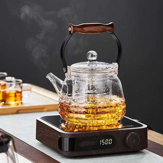 Glass handle steaming teapot | teapot | glass tea set | high temperature resistant glass teapot | electric ceramic stove tea maker
