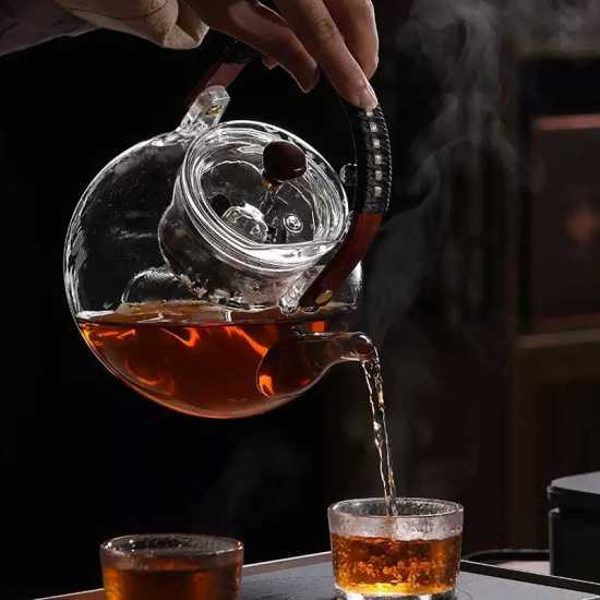 High temperature resistant glass steaming teapot | glass boiling teapot | flower tea brewing teapot | anti-scalding handle pot|glass kettle High temperature resistant glass steaming teapot | glass boiling teapot | flower tea brewing teapot | anti-scalding handle pot|glass kettle