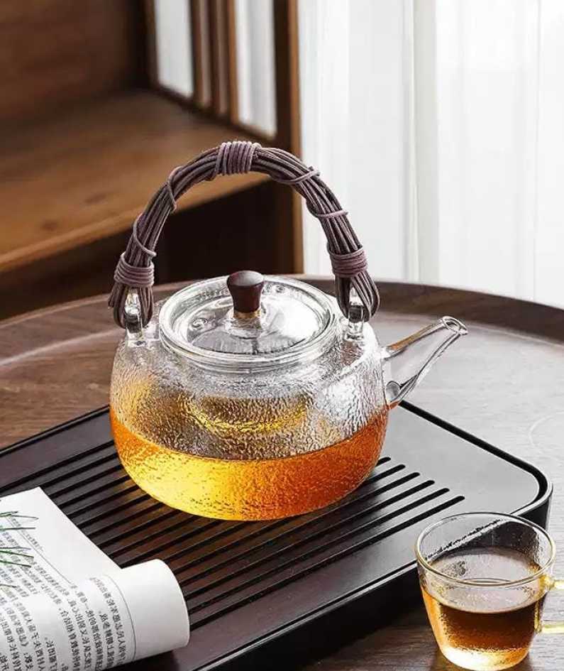 Hammered glass teapot | High temperature resistant glass teapot | Glass kettle | Electric ceramic stove teapot | Lift pot |Tea party tea set