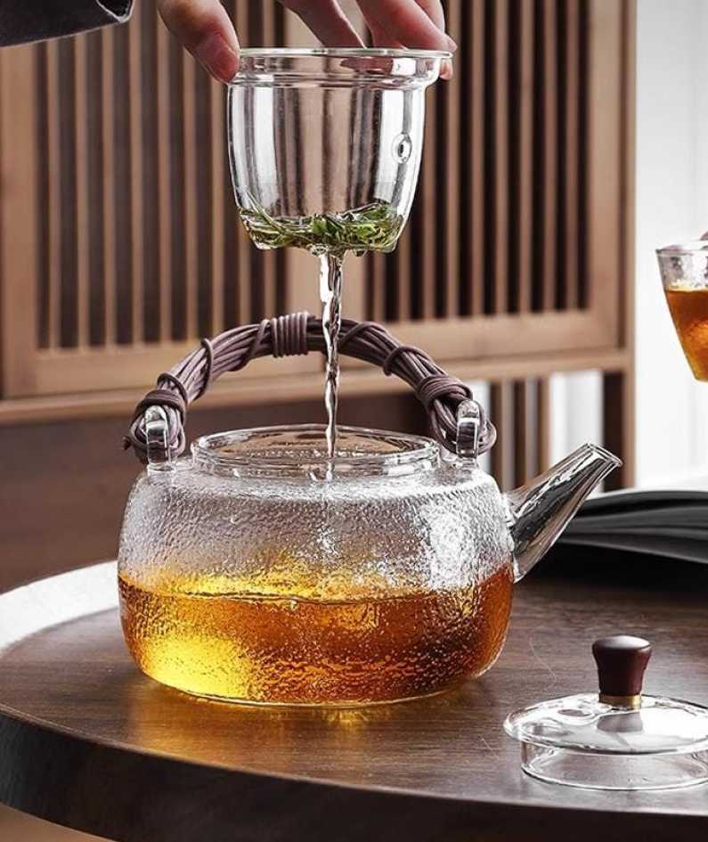 Hammered glass teapot | High temperature resistant glass teapot | Glass kettle | Electric ceramic stove teapot | Lift pot |Tea party tea set