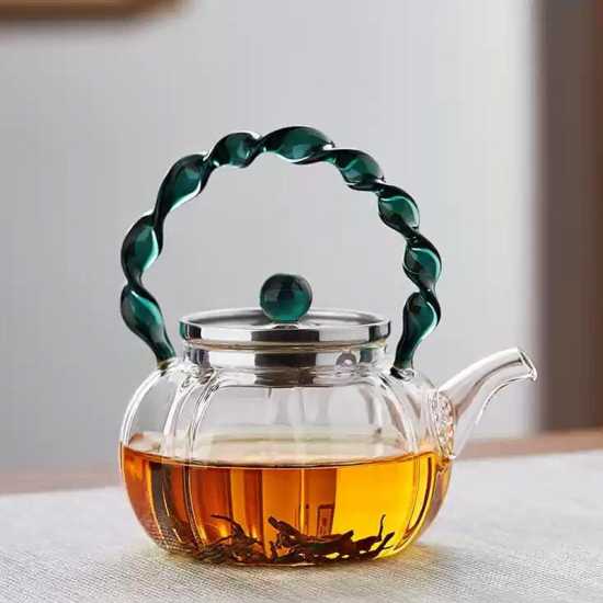 Glass teapot|tea and water separation teapot|glass handle teapot|flower teapot|tea maker|tea set|tea party set|afternoon tea set