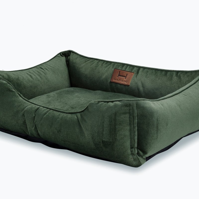 Green Dog Bed, Emerald Green Cozy Bed For Puppy, Bed For Large Dogs, Soft Surface Cover, Washable Cover