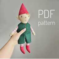 Christmas Elf pattern and tutorial, 12" Elf pattern, toy sewing pattern, stuffed doll pattern, easy pattern