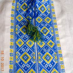 Hand embroidered organic cotton shirt for men Ethnic Ukrainian cross stitch Blue yellow embroidery White Cossack shirt Christmas gift