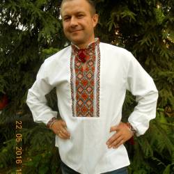 Ukrainian hand embroidered shirt for men White linen shirt Colorful ethnic cross stitch embroidery Folk wedding costume Christmas gift