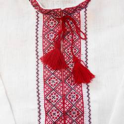 Ukrainian hand embroidered white shirt for boy Ethnic cross stitch red black embroidery Slavic carpathian folk costume Christmas gift kid