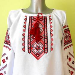 Ukrainian embroidered blouse for women Slavic red black embroidery White ethnic wedding costume Folk outfit for lady Christmas gift