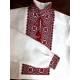 Ukrainian custom embroidered shirt for men White linen wedding costume Slavic red black cross stitch embroidery Ethnic Christmas gift